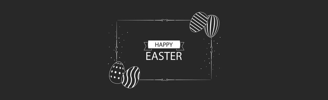 Black and white Easter background with congratulations for the Easter holiday - Vector illustration