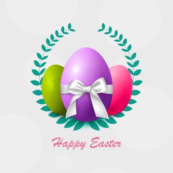 Easter background with holiday eggs and congratulations - Vector illustration
