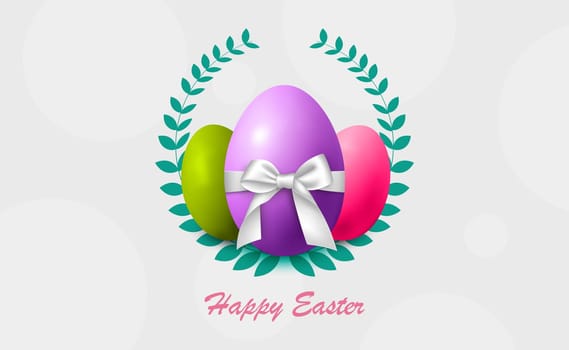 Easter background with holiday eggs and congratulations - Vector illustration