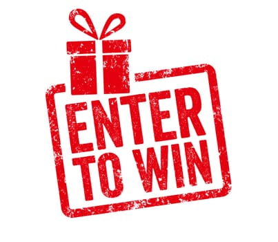 Red stamp with gift icon - Enter to win