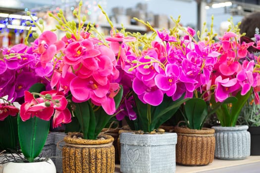 Colorful decoration artificial flower, vintage bouquets of purple orchid