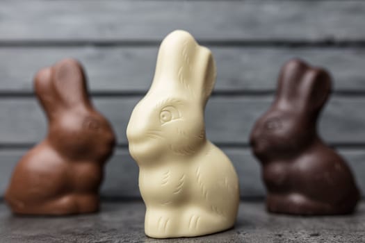 Delicious Easter holiday chocolate bunny, eggs and sweets