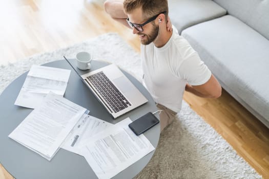 Man working from home during the coronavirus Covid 19 pandemic