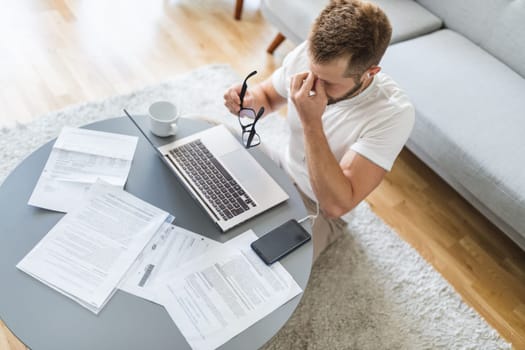 Man working from home during the coronavirus Covid 19 pandemic