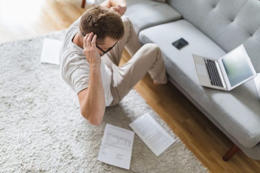 Man working from home during the coronavirus Covid 19 pandemic