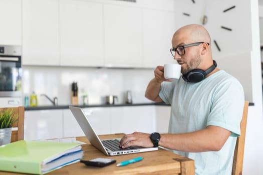 Man working from home during the coronavirus Covid 19 pandemic