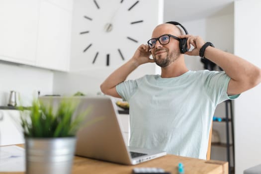 Man working from home during the coronavirus Covid 19 pandemic