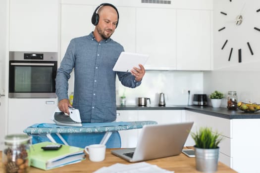 Man working from home during the coronavirus Covid 19 pandemic