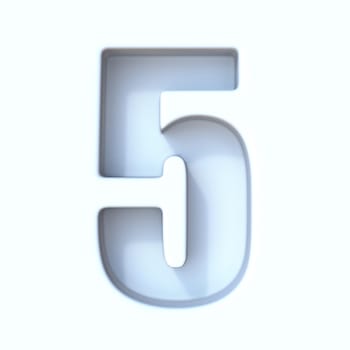White hole shadow font Number 5 FIVE 3D render illustration isolated on white background