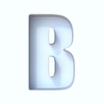 White hole shadow font Letter B 3D render illustration isolated on white background