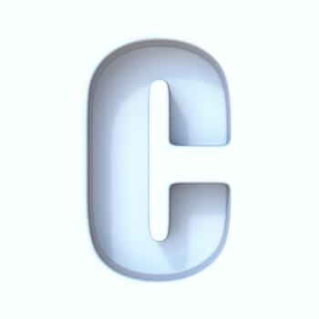 White hole shadow font Letter C 3D render illustration isolated on white background