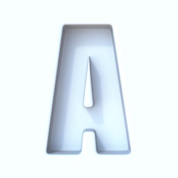 White hole shadow font Letter A 3D render illustration isolated on white background