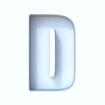 White hole shadow font Letter D 3D render illustration isolated on white background