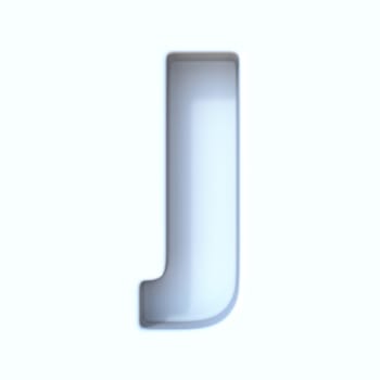 White hole shadow font Letter J 3D render illustration isolated on white background