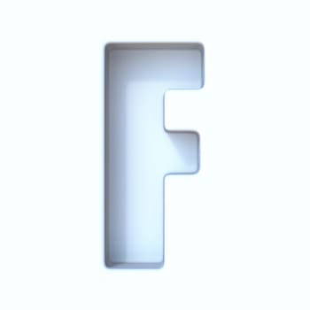 White hole shadow font Letter F 3D render illustration isolated on white background