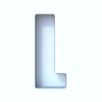 White hole shadow font Letter L 3D render illustration isolated on white background