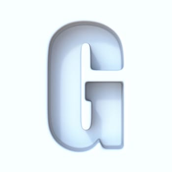 White hole shadow font Letter G 3D render illustration isolated on white background