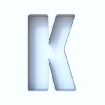 White hole shadow font Letter K 3D render illustration isolated on white background