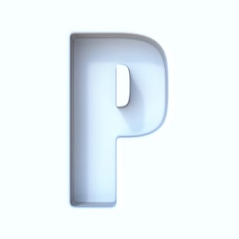 White hole shadow font Letter P 3D render illustration isolated on white background