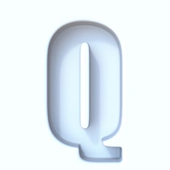 White hole shadow font Letter Q 3D render illustration isolated on white background