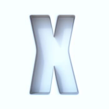 White hole shadow font Letter X 3D render illustration isolated on white background