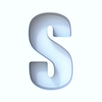White hole shadow font Letter S 3D render illustration isolated on white background