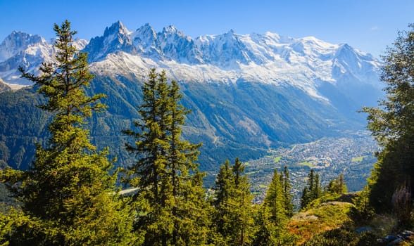 Scenic view of the Alps and the Chamonix Valley in France