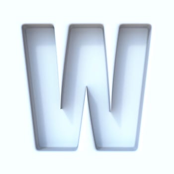 White hole shadow font Letter W 3D render illustration isolated on white background