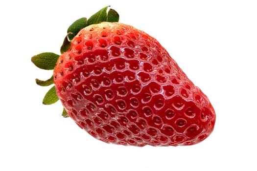 Strawberry close-up, sweet fruit isolated on white background