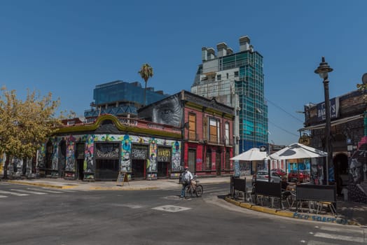 colorful houses in the Bellavista district, Santiago, Chile