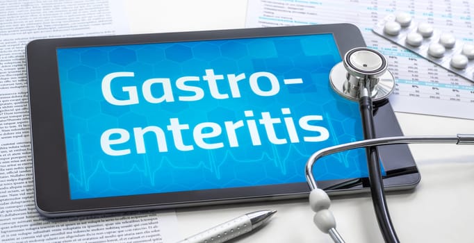 The word Gastroenteritis on the display of a tablet