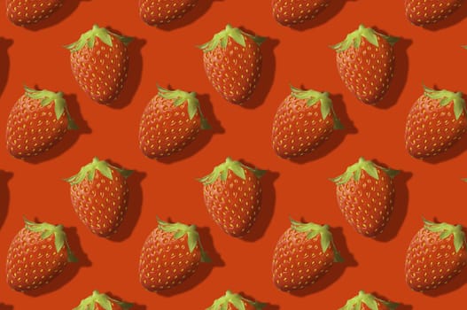 Seamless food pattern. Strawberry fruits from above. Minimal flat lay concept.