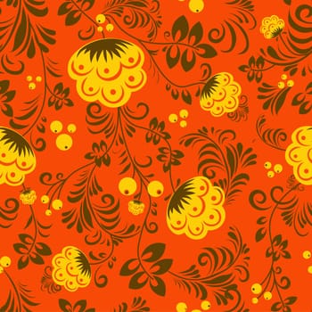 Petrikov painting seamless pattern. Folk style. ethnic painting. Pancake week. postcard or poster, Slavic holiday. Shrovetide Maslenitsa.