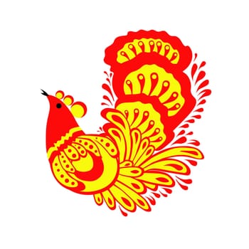 Folklore style bird. Rooster or black grouse. Vector tattoo design.