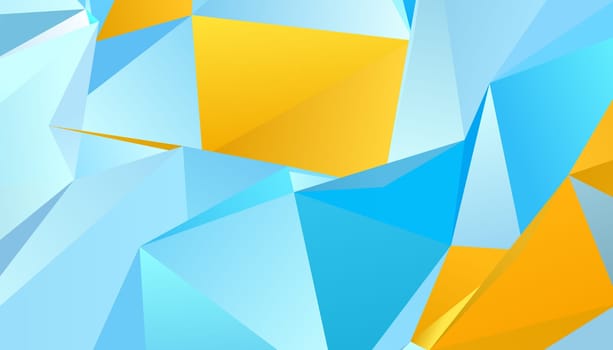 Abstract blue and orange triangle background, low poly 3D illustration, geometric polygon pattern