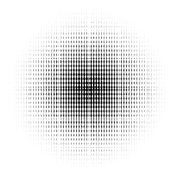 Halftone circle made of black squares on white background, abstract gradient illustration