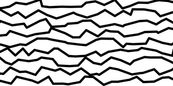 Abstract black and white background illustration, doodle style jagged horizontal lines