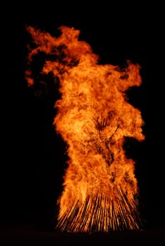 The Easter fire for the resurrection celebration on Easter is lit befor the Holy Mass