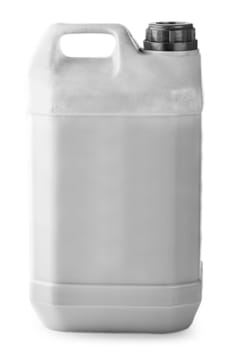 The White plastic container with red cap on white background