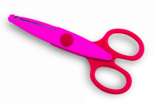 The Colore baby scissors cut out on a white background. View from above