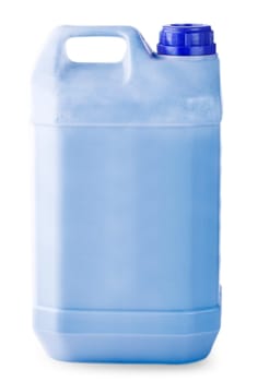 The White plastic container with red cap on white background