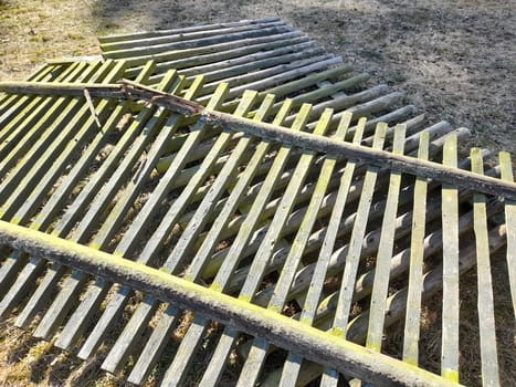 Old and broken wooden fence panels