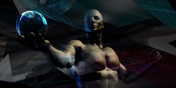 Digital Network Technology as a Abstract Concept Art