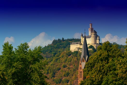 Romantic castles - Rhine valley. Scenery of Germany.