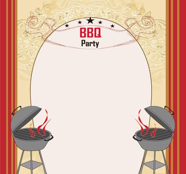 Barbecue Party Invitation- decorative vintage frame