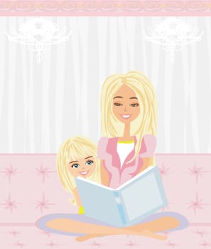 A mother reading a book with her daughter