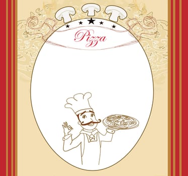 Pizza Menu Template, Vintage Card