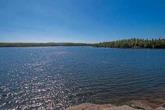 Afteroon Sparkles on a Wilderness Lake on Ogishkemuncie Lake in the Boundary Waters in Minnesota