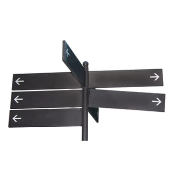 Empty direction indicator with arrows. Empty blank for road signs. Way marker. Signs indicating the direction isolated on white background. Road board text panel. Copy space