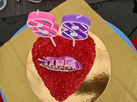 Beautiful heart shaped birthday cake